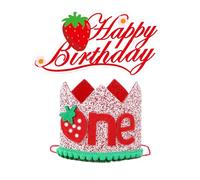 DHSBGWSX 1 cappello da compleanno, 1 tappo per compleanno alla fragola, cappello alla fragola, cappello decorativo per il compleanno per ragazze, articoli per feste