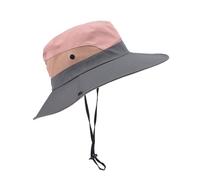 DHSBGWSX 1 cappello da pescatore estivo, cappello da spiaggia con tesa larga, cappello da sole regolabile, cappello da trekking da donna, cappello da sole per sport all'aria aperta, Grigio, rosa,