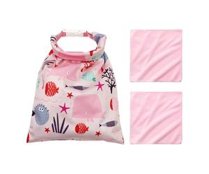 DHSBGWSX 1 sacchetto impermeabile, 2 asciugamani quadrati rosa, tasca per 'naso', borsa per nuotare, borsa asciutta