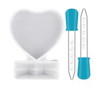 DHSBGWSX 1 stampo a forma di cuore, 2 contagocce in silicone, stampo in resina siliconica, forma di cuore, decorazione per scrivania, fai da te
