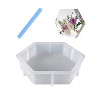DHSBGWSX 1 stampo esagonale in silicone, 1 agitatore, forma esagonale, forma esagonale, forma tridimensionale, stampo per colla, artigianato fai da te