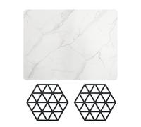 DHSBGWSX 1 tappetino scolapiatti con motivo marmo, 2 sottobicchieri, tappetino isolante da tavolo, tappetino antiscivolo, tappetino scolapiatti, tappetino assorbente