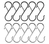 DHSBGWSX 10 ganci a forma di S, ganci a forma di pecora, in metallo, moschettone, ganci a vite, ganci in acciaio inox, ganci antivento con fibbia a molla