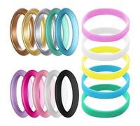 DHSBGWSX 10 Pezzi Di Anelli E 5 Braccialetti In Silicone Colorati, Accessori Semplici Per Coppie (10 Colori)