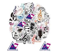 DHSBGWSX 100 adesivi musicali impermeabili in PVC con design musicale, autoadesivi per computer portatili, cellulari, chitarre, scooter, moto, cucina, casa, casa, fai da te