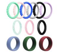 DHSBGWSX 12 Anelli in Silicone da Donna, con Brillantini, Taglia Unica