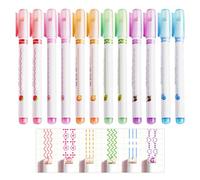 DHSBGWSX 12 evidenziatori curvi con motivi, pennarelli per contenuti e penne graffiti, per diari, scrapbooking, appunti (multicolore)