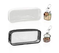 DHSBGWSX 2 astucci trasparenti, 2 ciondoli portachiavi, borsa per cancelleria impermeabile, piccola borsa per cosmetici, borsa da viaggio, pratica custodia, multicolore, Semplice
