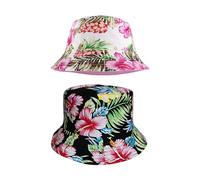 DHSBGWSX 2 cappelli da donna da donna, cappelli da pesca, cappelli estivi da donna, cappelli bifacciali, cappelli da donna estivi, cappelli in cotone, Rosa/Nero, Taglia unica