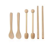 DHSBGWSX 2 cucchiai per miele, 2 cucchiai in legno, 2 cannucce in legno, cucchiai per mescolare, mescolare il miele, cucchiaio da caffè, frusta per bevande, set di stoviglie, accessori da cucina