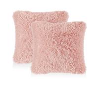 DHSBGWSX 2 federe per cuscini in peluche, colore rosa, soffici, morbide, comode, quadrate, 45 x 45 cm