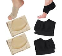 DHSBGWSX 2 paia di calzini a compressione plantare, cuscinetti di correzione del metatarso, cinghie di supporto per l'arco plantare, fascite plantare, poggiapiedi (nero, color pelle)