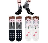 DHSBGWSX 2 paia di calzini da sposa per uomini e donne, graziosi calzini a coppia, regali per gli sposi, piccoli regali di nozze, calzini per sposi e sposi, calzini per fidanzamento, bianco, nero,
