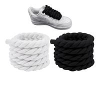 DHSBGWSX 2 Paia di Lacci in Corda di Cotone - Semplici e alla Moda, Spessi per Sport e Fai da Te - Accessori per Scarpe