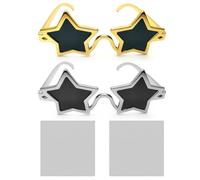 DHSBGWSX 2 paia di occhiali da sole con stella a cinque punte, 2 pezzi di stoffa per occhiali, occhiali decorativi con stella a cinque punte, oggetti di scena per foto di feste.
