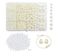 DHSBGWSX 2 Scatole di Perline Rotonde Color Crema e Bianche per Bracciali, Creazione di Gioielli, Decorazioni, Non Pieghevoli