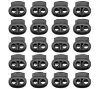 DHSBGWSX 20 fibbie con coulisse, estremità per lacci, lacci in corda, corde con cappuccio, fibbie a sfera, tappi terminali, fibbie a molla in plastica, teste per lacci (nero), Nero , 21*23mm