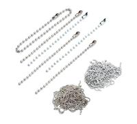 DHSBGWSX 200 Pezzi Sleutelhanger Ketting, Ball Chain 10 cm per Artigianato, Portachiavi con Perline (Bianco, Argento)