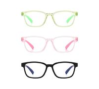 DHSBGWSX 3 occhiali per bambini, occhiali anti-luce blu, occhiali per bambini alla moda, occhiali anti-affaticamento degli occhi, occhiali anti-radiazioni per studiare o giocare (rosa, verde, nero)