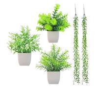DHSBGWSX 3 Vasi Decorativi Per Piante, 2 Salici Piangenti Da Appendere Al Muro, Piccole Piante Artificiali, Vasi Per Piante In Plastica, Piante Artificiali