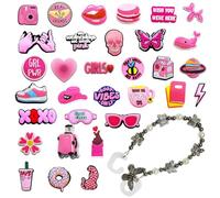 DHSBGWSX 36 Pezzi Di Decorazioni Per Scarpe Crocs, Decorazioni Per Scarpe Rosa Rossa, Accessori Per Scarpe Con Fibbia, Accessori Per Scarpe