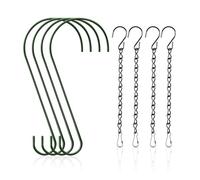 DHSBGWSX 4 ganci per cesti sospesi, 4 catene da appendere, ganci da giardino da appendere, ganci a forma di S in metallo, ganci per appendere piante, ganci per vasi di fiori