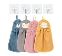 DHSBGWSX 4 Pezzi Asciugamani Cartoni Animati Con Ganci, Microfibra Ad Asciugatura Rapida per Bambini