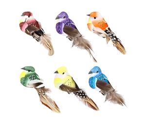 DHSBGWSX 6 uccelli simulati, uccelli artificiali colorati, decorazioni a clip, uccelli decorativi, decorazioni da giardino, decorazioni da cortile