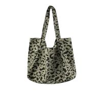 DHSBGWSX Borsa a Tracolla Leopardata in Tela - Grande Borsa per la Spesa da Donna, Versatile e alla Moda, Verde, 38 * 72 cm