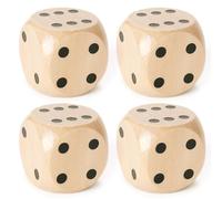 DHSBGWSX Dadi in Legno Massiccio - Set di 4 Pezzi per Giochi da Tavolo, a Sei Lati con Punti
