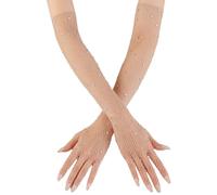 DHSBGWSX Guanti da Donna con Strass a Rete, Costume da Fata, Accessorio da Sirena per Cosplay con Rete Glitterata