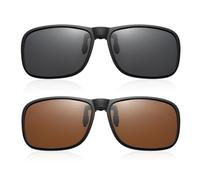 DHSBGWSX Occhiali da sole con clip senza bordo, polarizzati per uomini e donne (nero, marrone), Nero