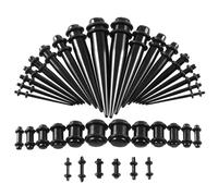 DHSBGWSX Set di 36 Estensioni per Orecchio - Asta di Espansione, Anelli per Piercing, Prolunga in Acrilico, Estensore per Condotto Uditivo, Attrezzo (Nero)