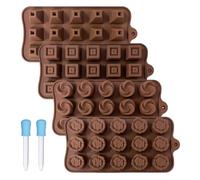 DHSBGWSX Set di 4 stampi in silicone per cibo, 2 contagocce, quadrato, piramide, rosso, silicone