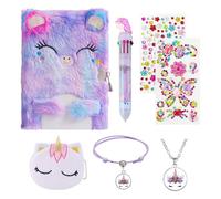 DHSBGWSX Set Di Quaderni Fantasy Da 7 Pezzi, Diario Di Peluche, Penna per Scrivere Con Cavallo Arcobaleno, Simpatico Set Di Cartoni Animati, Strumenti Di Cancelleria Creativi, Regalo per Ragazze