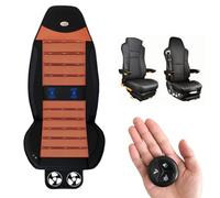 DHsdlpLU Cuscino per Sedile rinfrescante 3 in 1 Estivo per Camion da 24 V, Modello di Apertura con Interruttore Ventilazione, Riscaldamento, Massaggio alla Vita,Brown-Ventilation+Massage