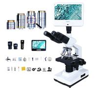 DHsdlpLU Microscopio Biologico, microscopio trinoculare Composto 1600X con vetrini, Display da 7 Pollici, collegabile a Un Computer, Adatto per Laboratori,D