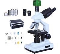DHsdlpLU Microscopio Biologico, microscopio trinoculare Composto 1600X con vetrini, Display da 7 Pollici, collegabile a Un Computer, Adatto per Laboratori,C