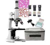 DHsdlpLU Microscopio Ottico Monoculare 3000x, Collega Il Supporto del Telefono Cellulare + 10 Campioni, Osservazione Dell'Angolo di Torsione, Microscopio per Biologia Sperimentale