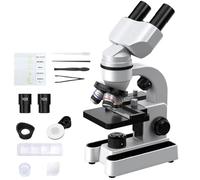 DHsdlpLU Microscopio per Adulti 1600X Microscopio Biologico Composto Doppio LED Set di vetrini e Telefono per Scuola, casa, Laboratorio, Regalo educativo per Bambini
