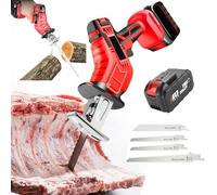 DHsdlpLU Segaossa Elettrica Portatile, Sega Alternativa A Batteria, Alimentata A Batteria al Litio da 6,0 Ah, con Luce LED + 4 Lame, per Ossa, Carne, Legno