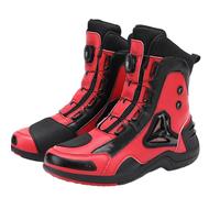 DHsdlpLU Stivali da Motociclista Corti Estivi Ventilati con Protezione per La Caviglia Scarpe da Guida da Strada Rinforzate Sneakers Urbane Impermeabili,Red-38