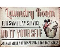 DHsigns Lavanderia Retro Vintage Metallo Metallo Metallo Pittura Ferro Casa Famiglia Amanti Regalo Divertente Targa Metallo Caffè Negozio Camera da Letto Bagno Novità Retro Parlor Cortile Decorazione