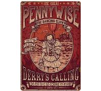 DHsigns Pennywise IT Chapter Two Vintage Classic Horror Movie Targa in metallo latta per bar, pub, club, decorazione per la casa, 20,3 x 30,5 cm