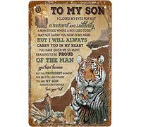 DHsigns Poster retrò in metallo con scritta "Dad to Son I Close My Eyes for But A Moment Tiger Wrapped", per casa, cucina, club con gatti, novità divertente per bagno, WC, ristorante, bagno