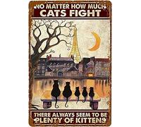 DHsigns Targa in metallo vintage, 20,3 x 30,5 cm, con scritta in lingua inglese "No Matter How Much Cats Fight", poster da parete per cucina, bar, pub, garage, portico, ristorante, targa da parete