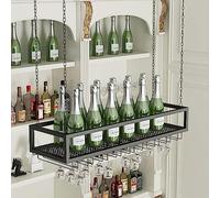 DHSKFUA Barrette in metallo a sospensione del vino, porta di decorazione in vetro di vino, gancio di fustre di bottiglie di vino rosso, altezza regolabile, porta d'alverio a soffitto in metallo, con
