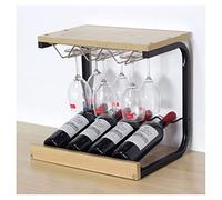 DHSKFUA Pianto di esposizione del vino, un portabottiglie, rastrelliere, appendiabiti per un capogruppo, supporto per bar, portabiani, porta per vino rosso, decorazione capovolta, legno progress