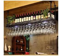 DHSKFUA Porta di vino montati a parete, scaffale di decorazione del soffitto a doppio strato, altezza regolabile, bottiglia di vino e supporto di vetro di vino, colore del vino rosso progress