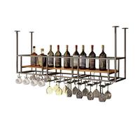 DHSKFUA Portabottiglie, bar, ristorante, porta in vetro di vino, supporto per la casa industriale montato con supporto in vetro, porta bottiglia a monte a muro di metallo rustico, 60 cm progress